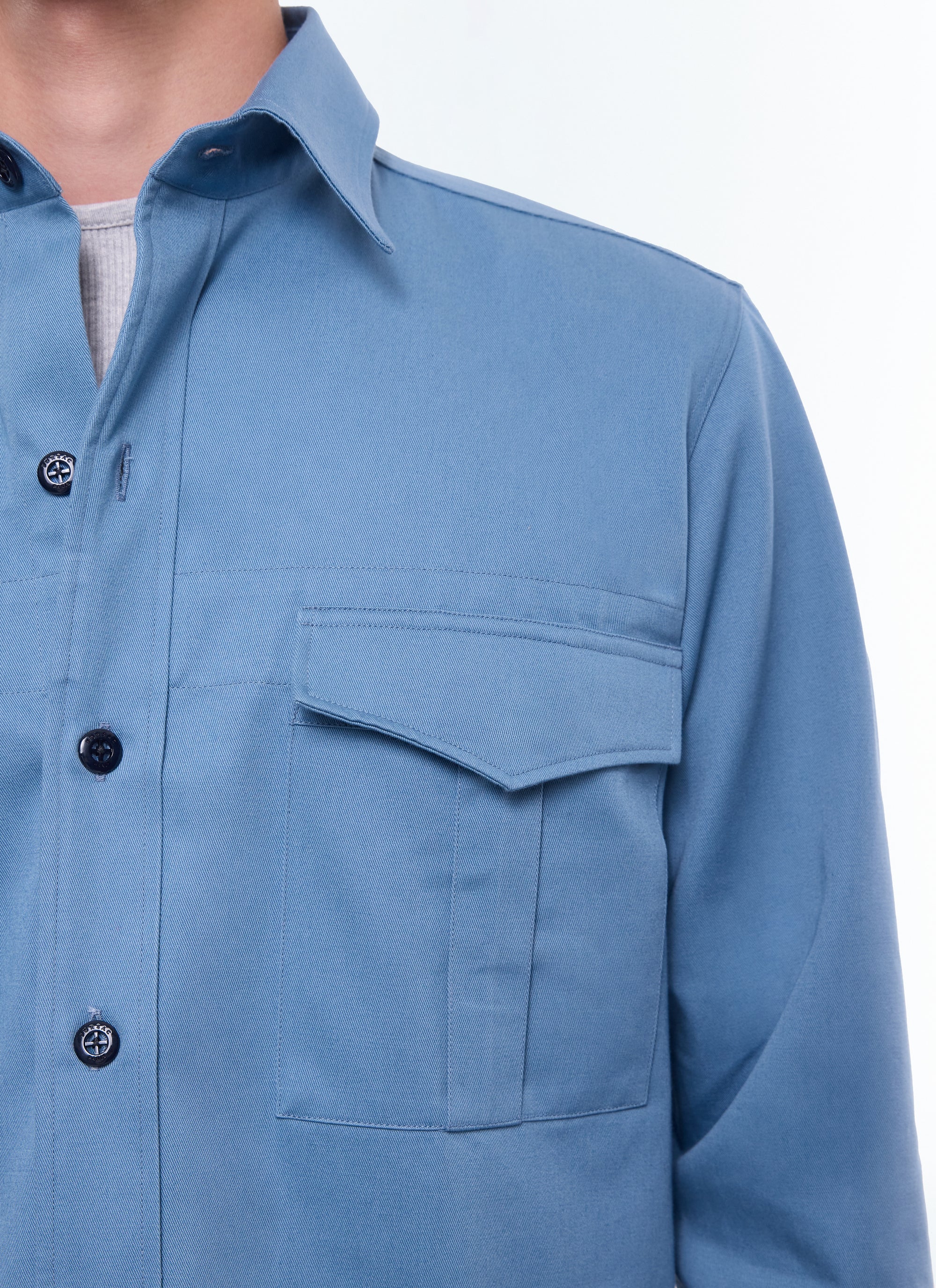 Surchemise à col hirondelle - Bleu Gris