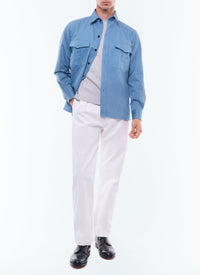 Surchemise à col hirondelle - Bleu Gris