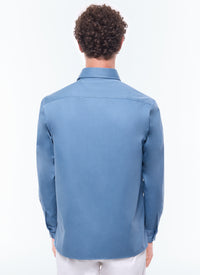 Surchemise à col hirondelle - Bleu Gris
