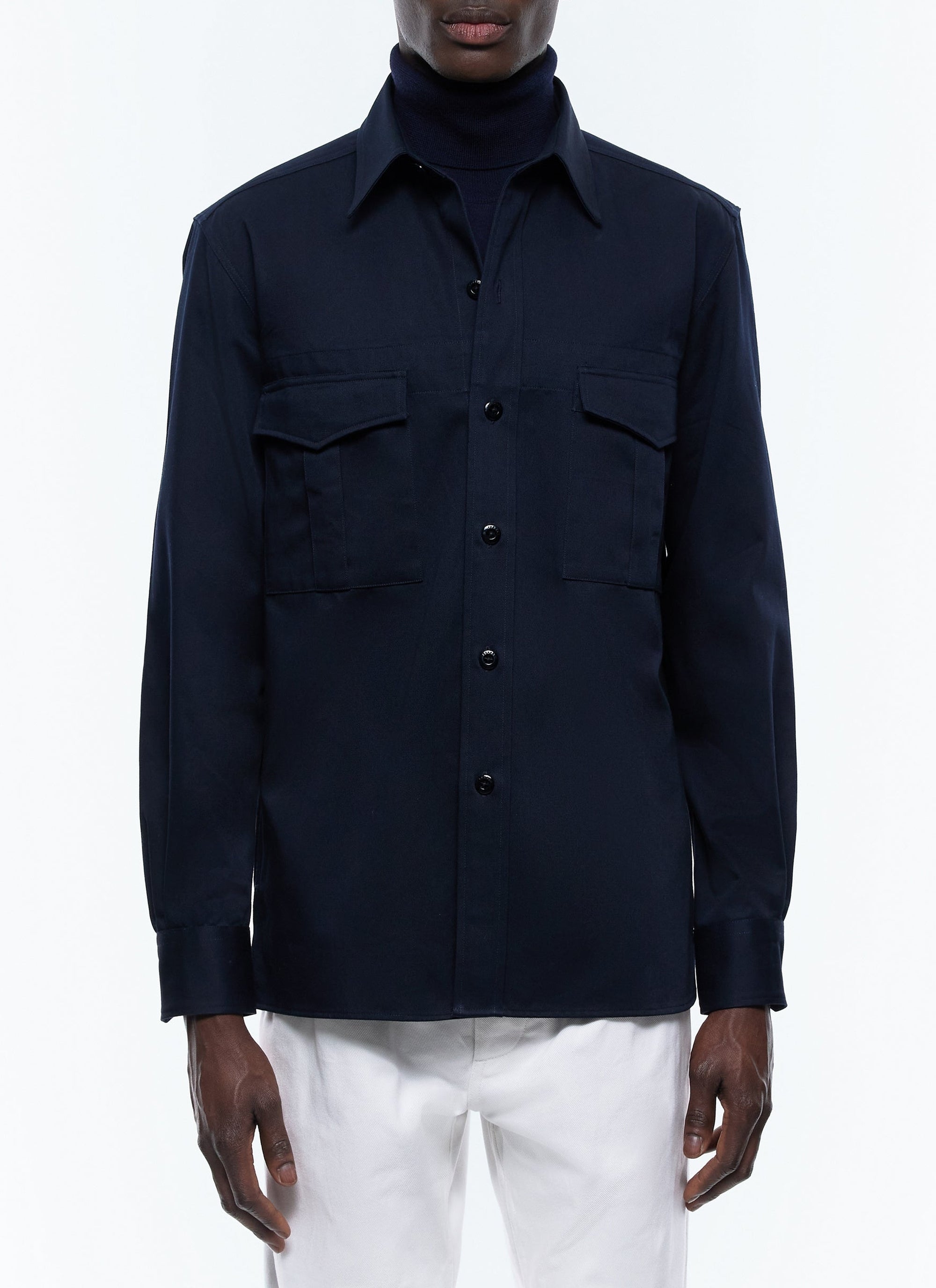 Surchemise à col hirondelle - Bleu Marine