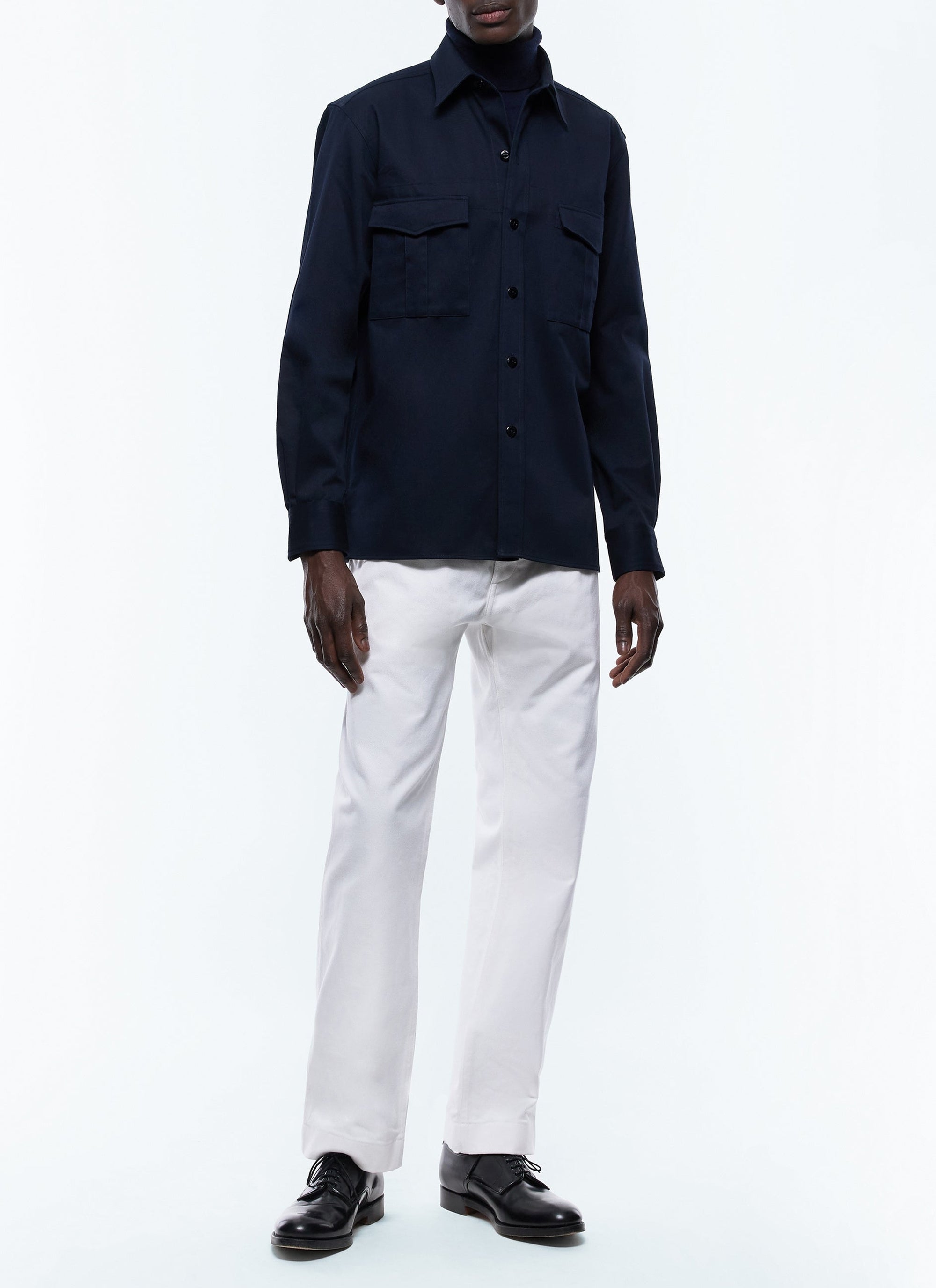 Surchemise à col hirondelle - Bleu Marine