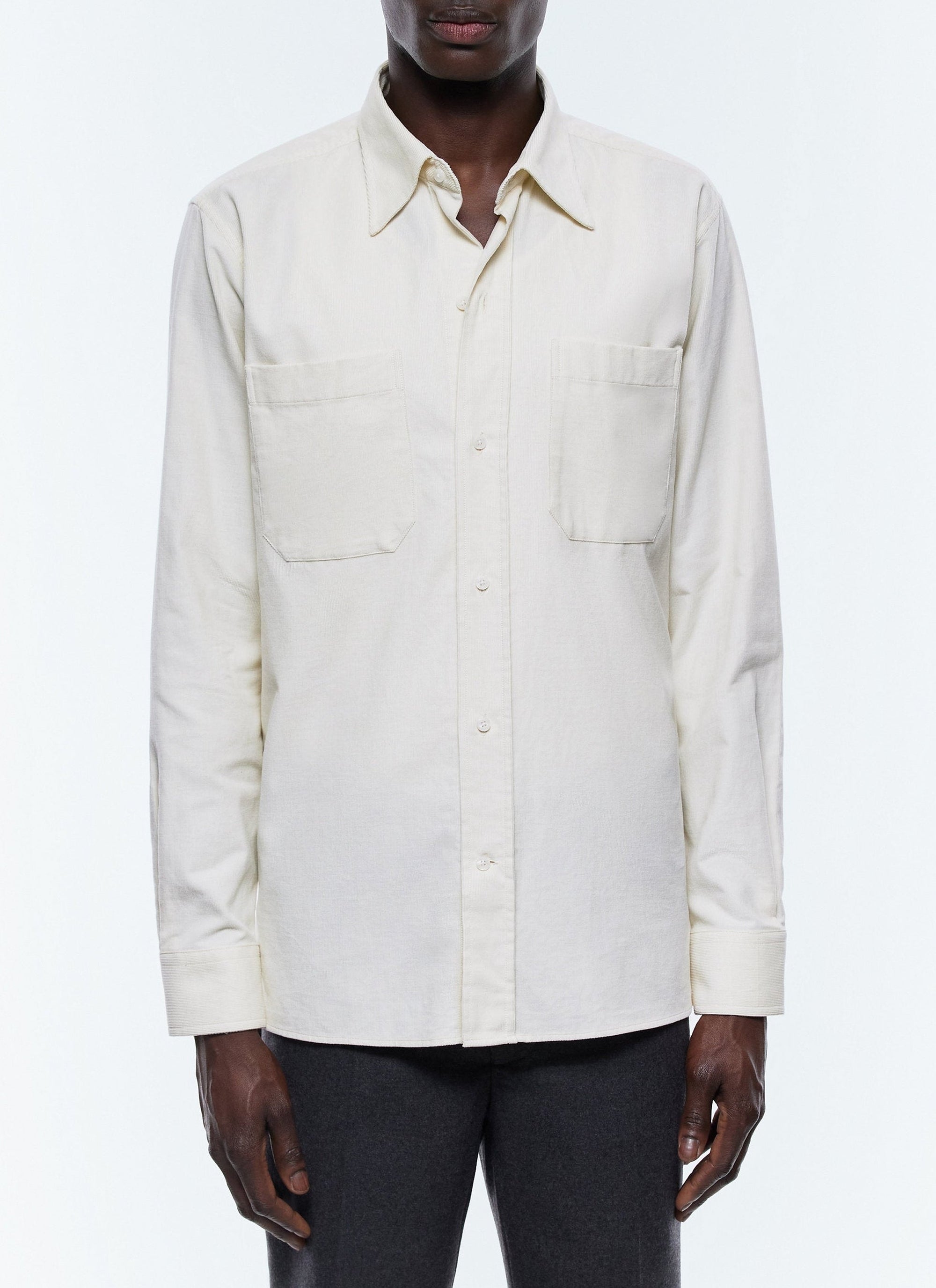 Chemise en velours côtelé - Écru