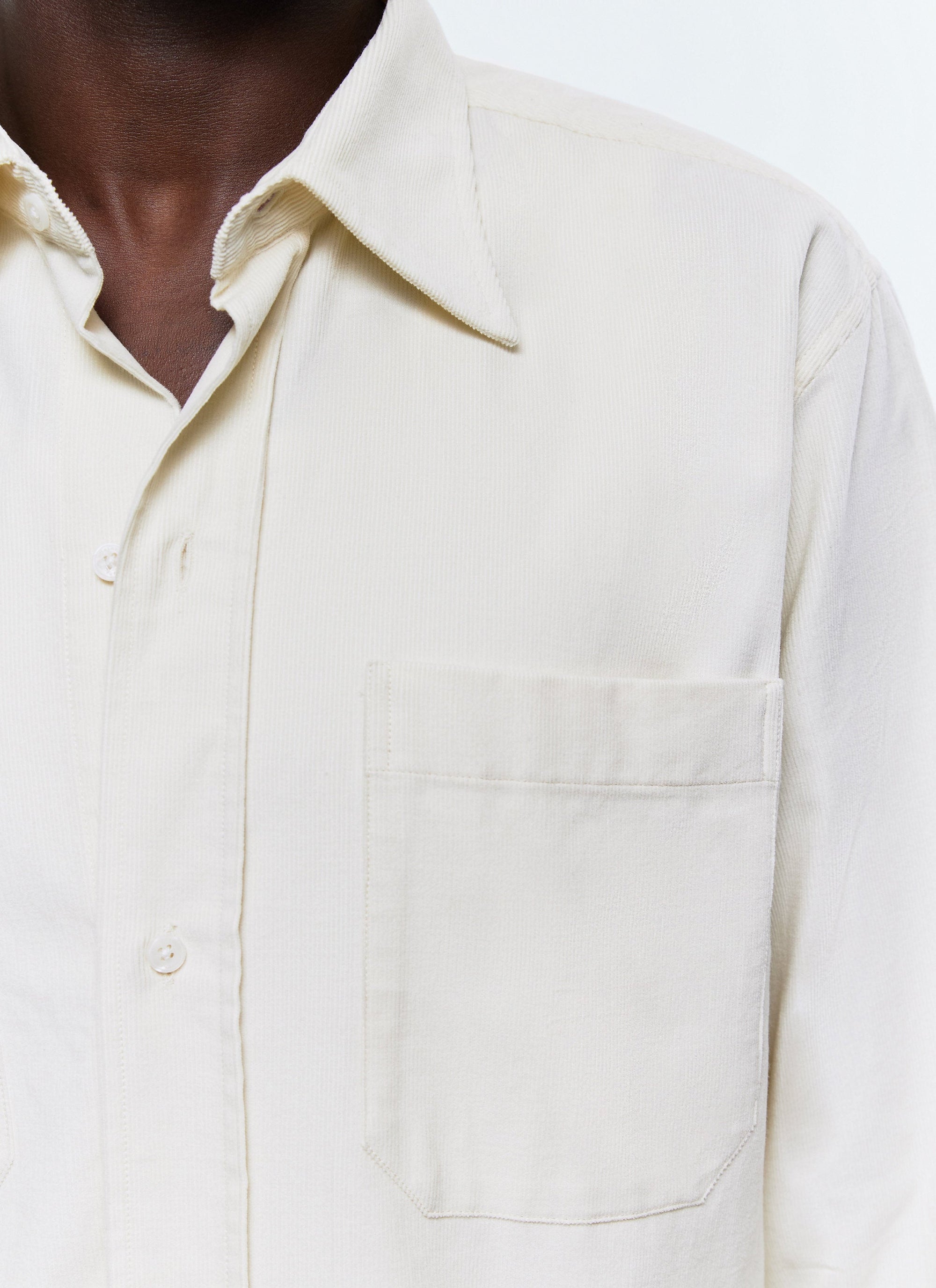 Chemise en velours côtelé - Écru