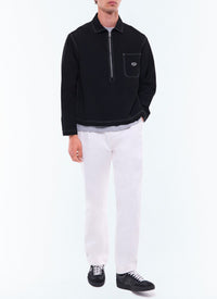 Chemise à col droit zippé - Noir