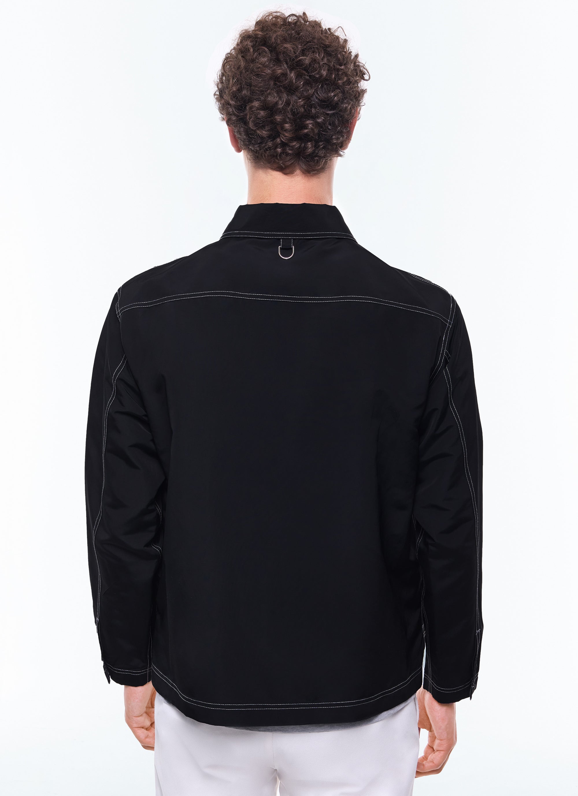 Chemise à col droit zippé - Noir