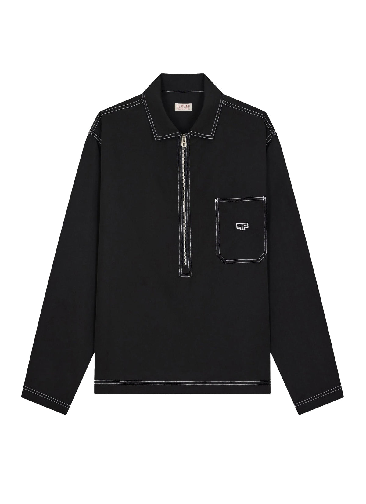 Veste à col droit zippé - Noir