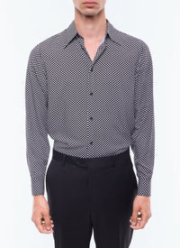 Chemise col hirondelle à pois - Noir