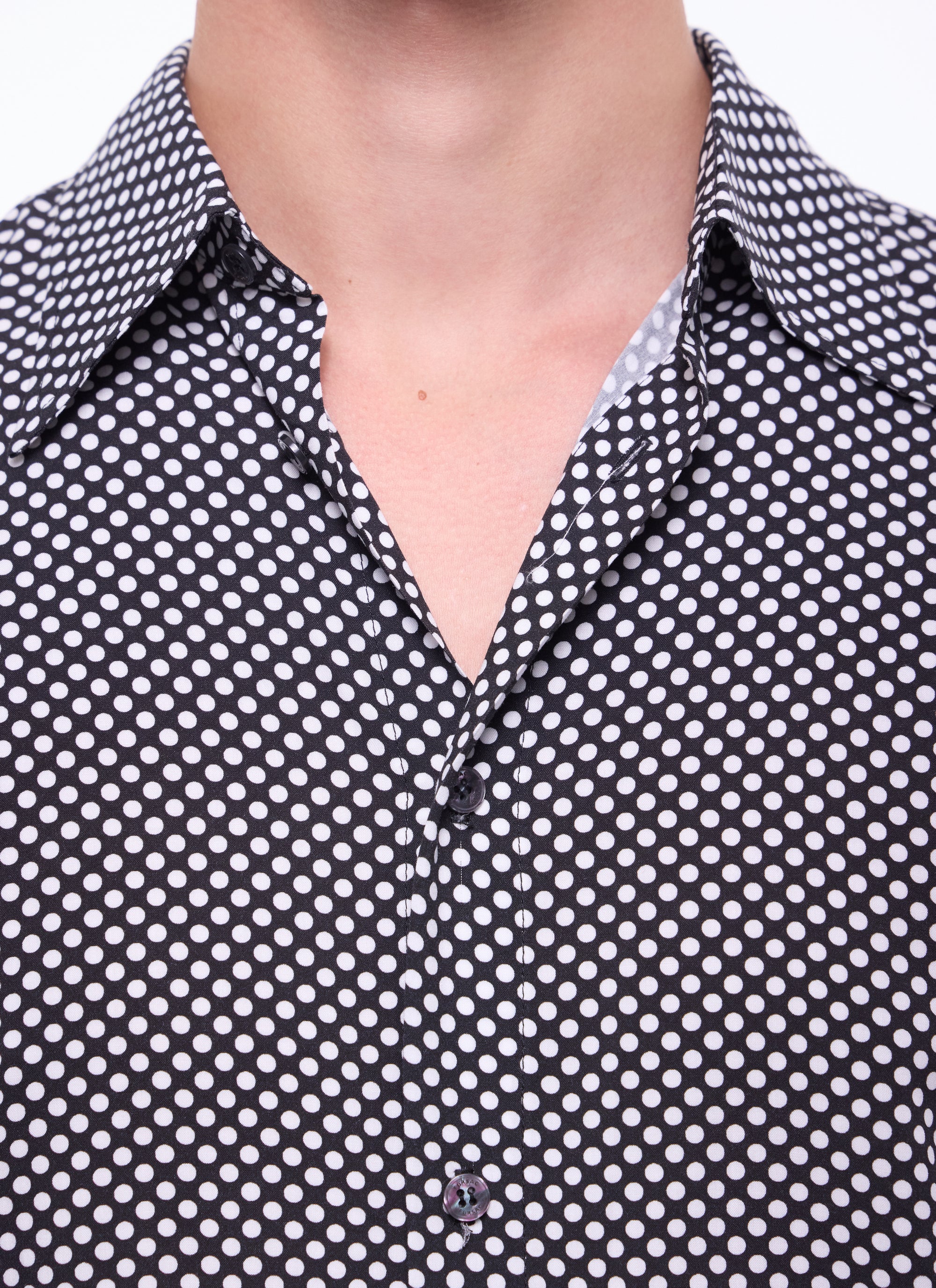 Chemise col hirondelle à pois - Noir