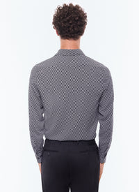 Chemise col hirondelle à pois - Noir