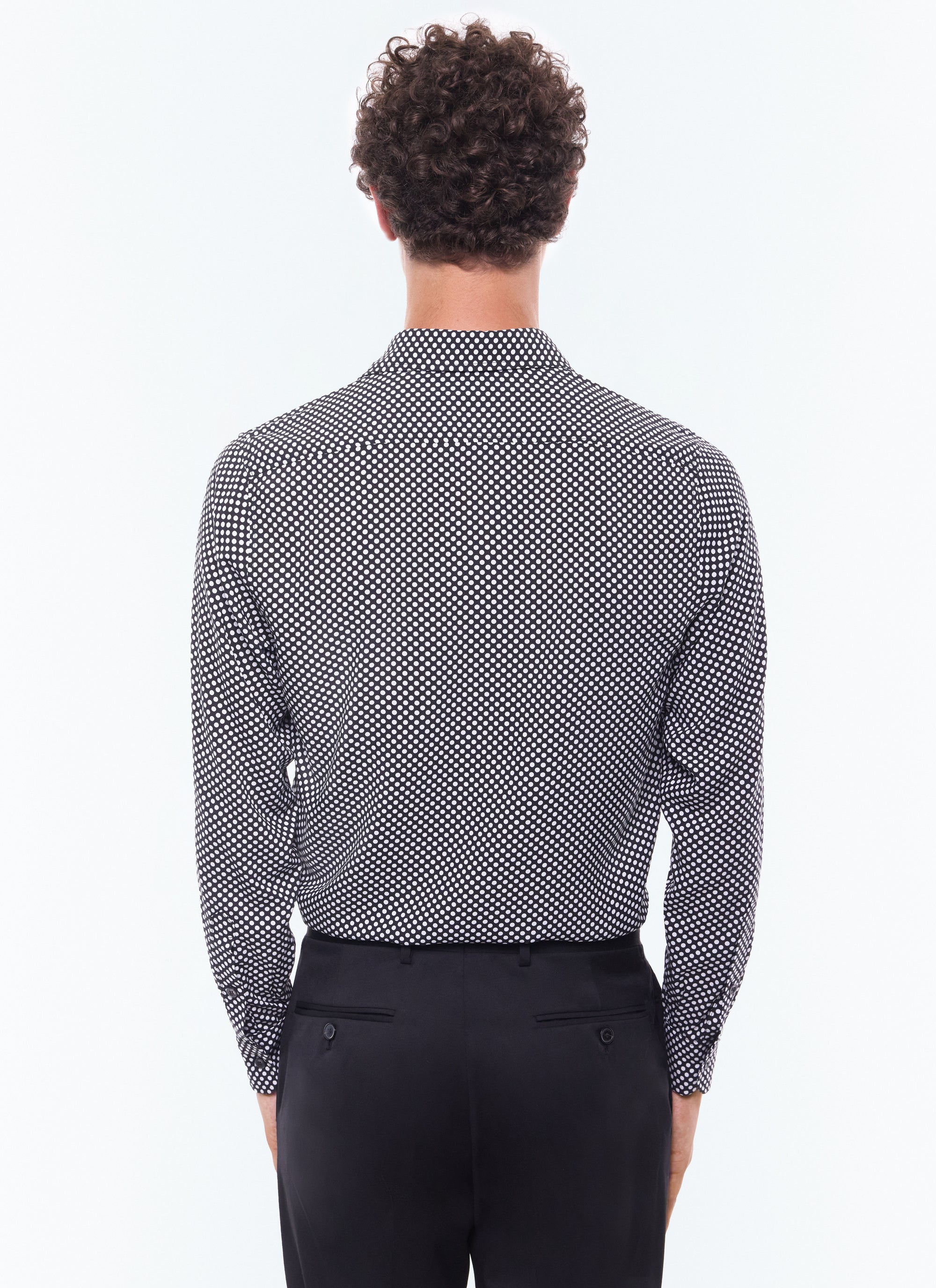 Chemise col hirondelle à pois - Noir