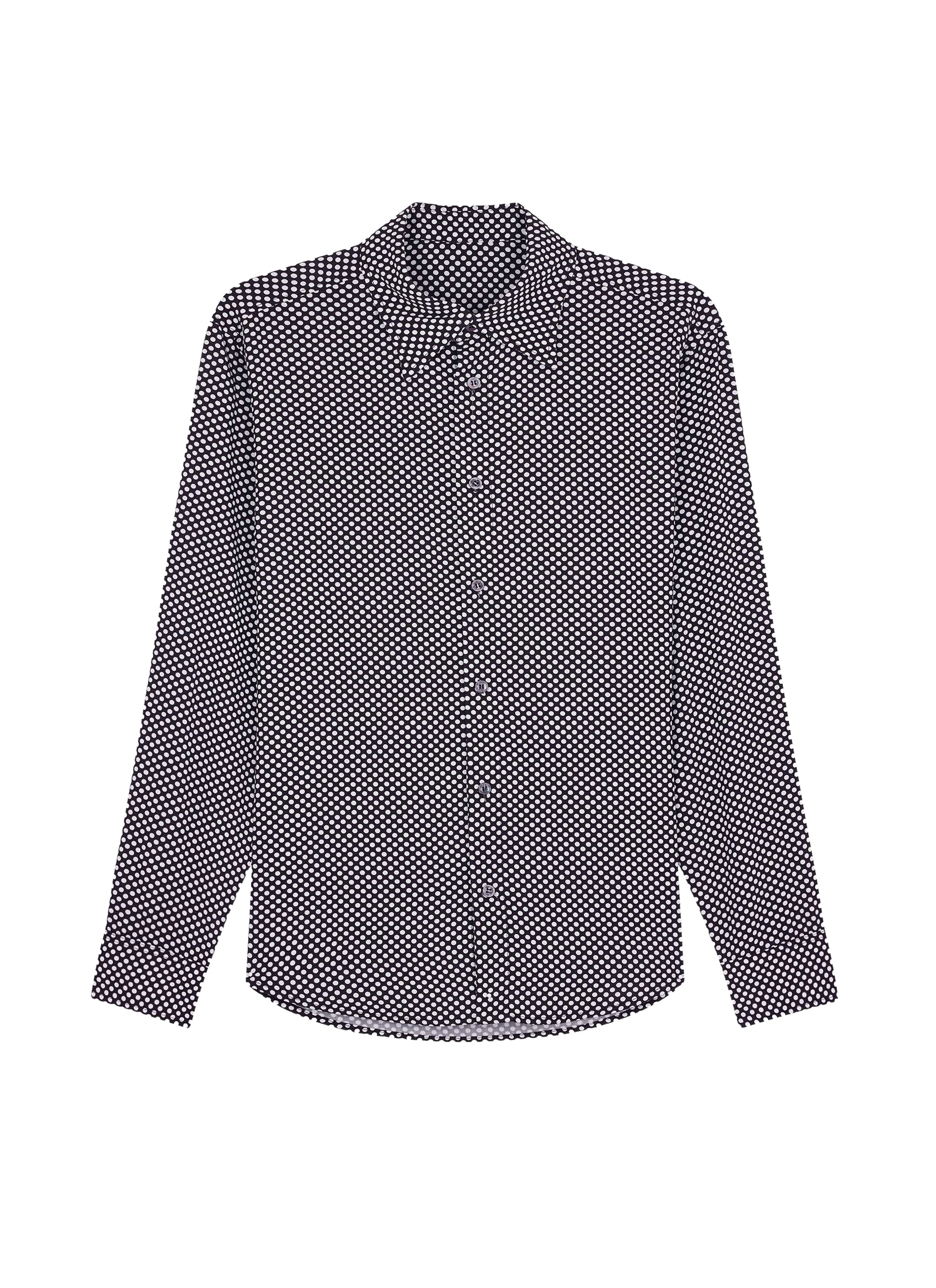 Chemise col hirondelle à pois - Noir