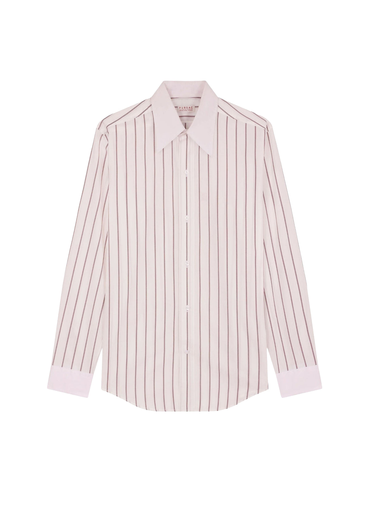 Striped cotton shirt with a pointed collar - Bordeaux