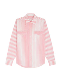 Chemise à col hirondelle rayée en coton - Rose