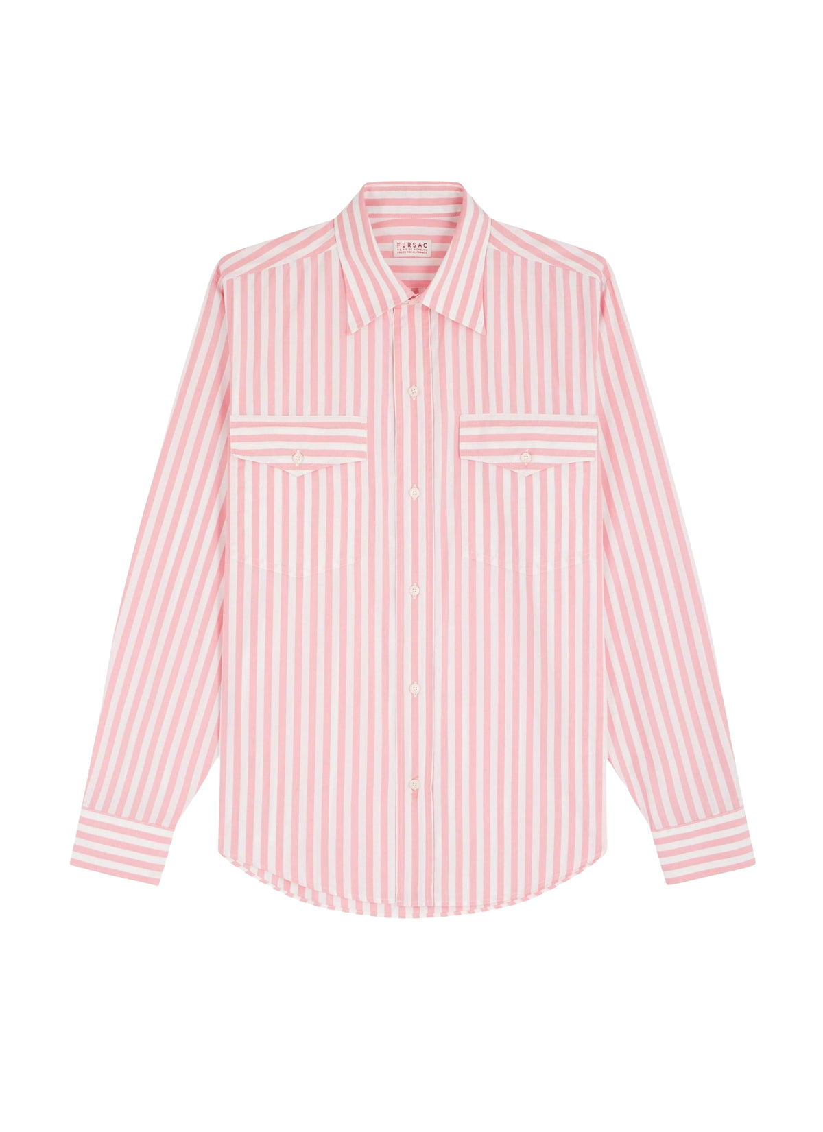 Chemise à col hirondelle rayée en coton - Rose