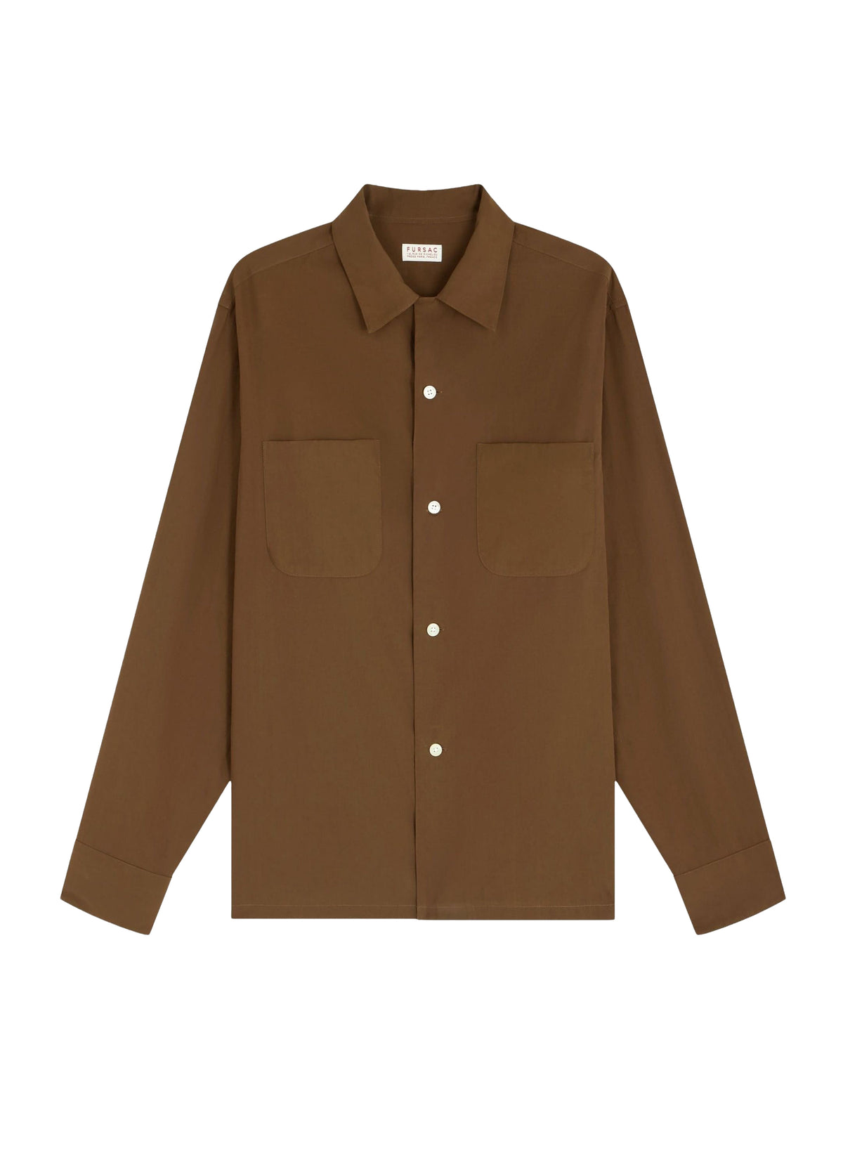 Viscose shirt with a shark-collar - Brown