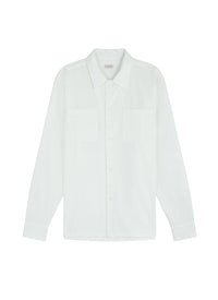 Chemise à col requin en coton brodé - Blanc