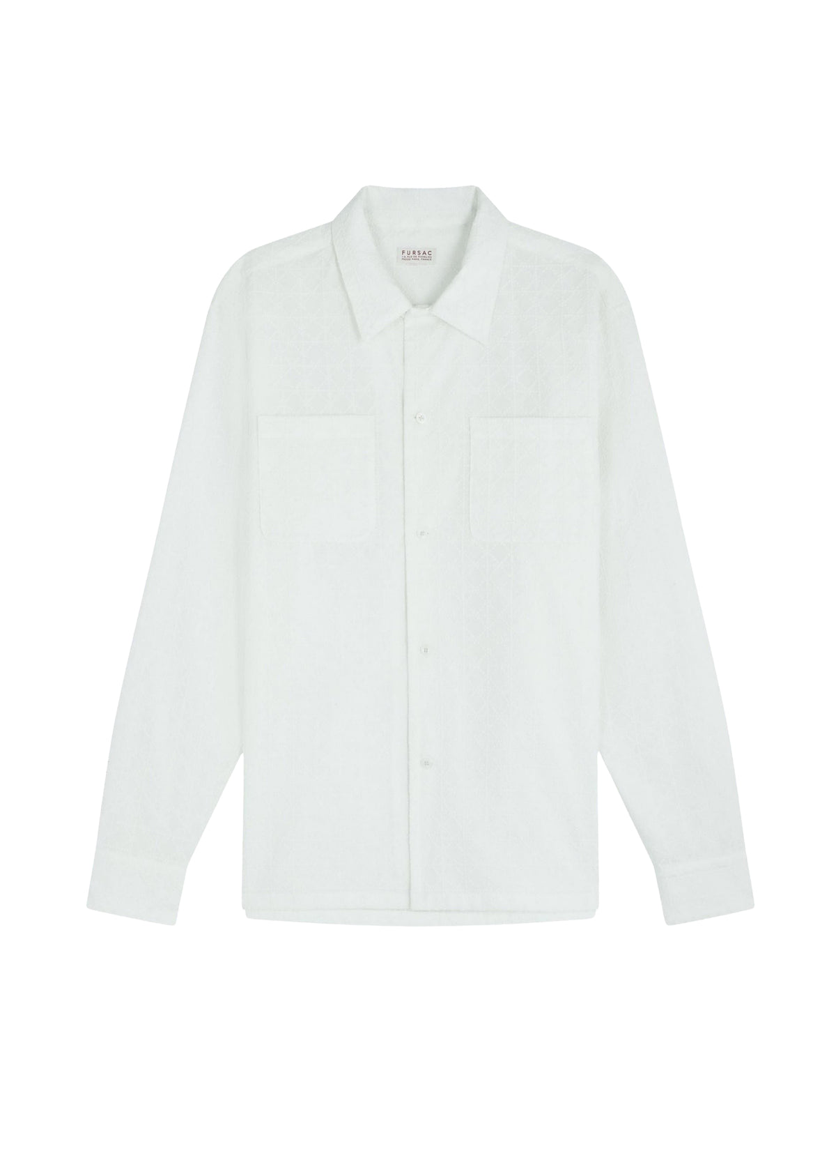 Chemise à col requin en coton brodé - Blanc