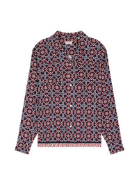 Viscose shirt with a shark-collar - Navy