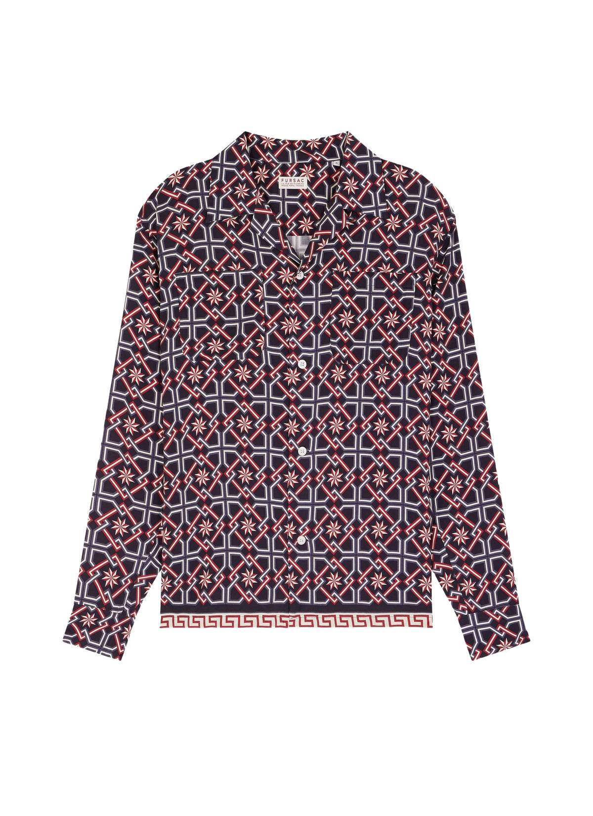 Viscose shirt with a shark-collar - Navy
