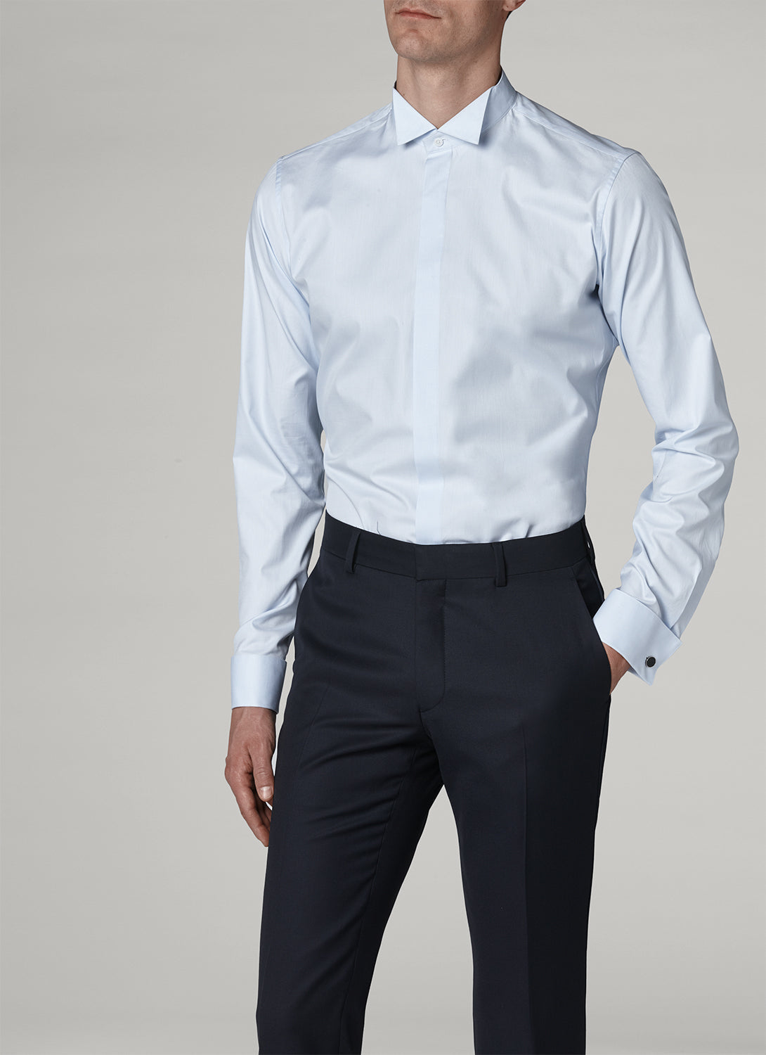 Plain cotton twill shirt - Ciel
