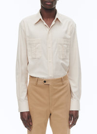 French-collar overshirt - Natural
