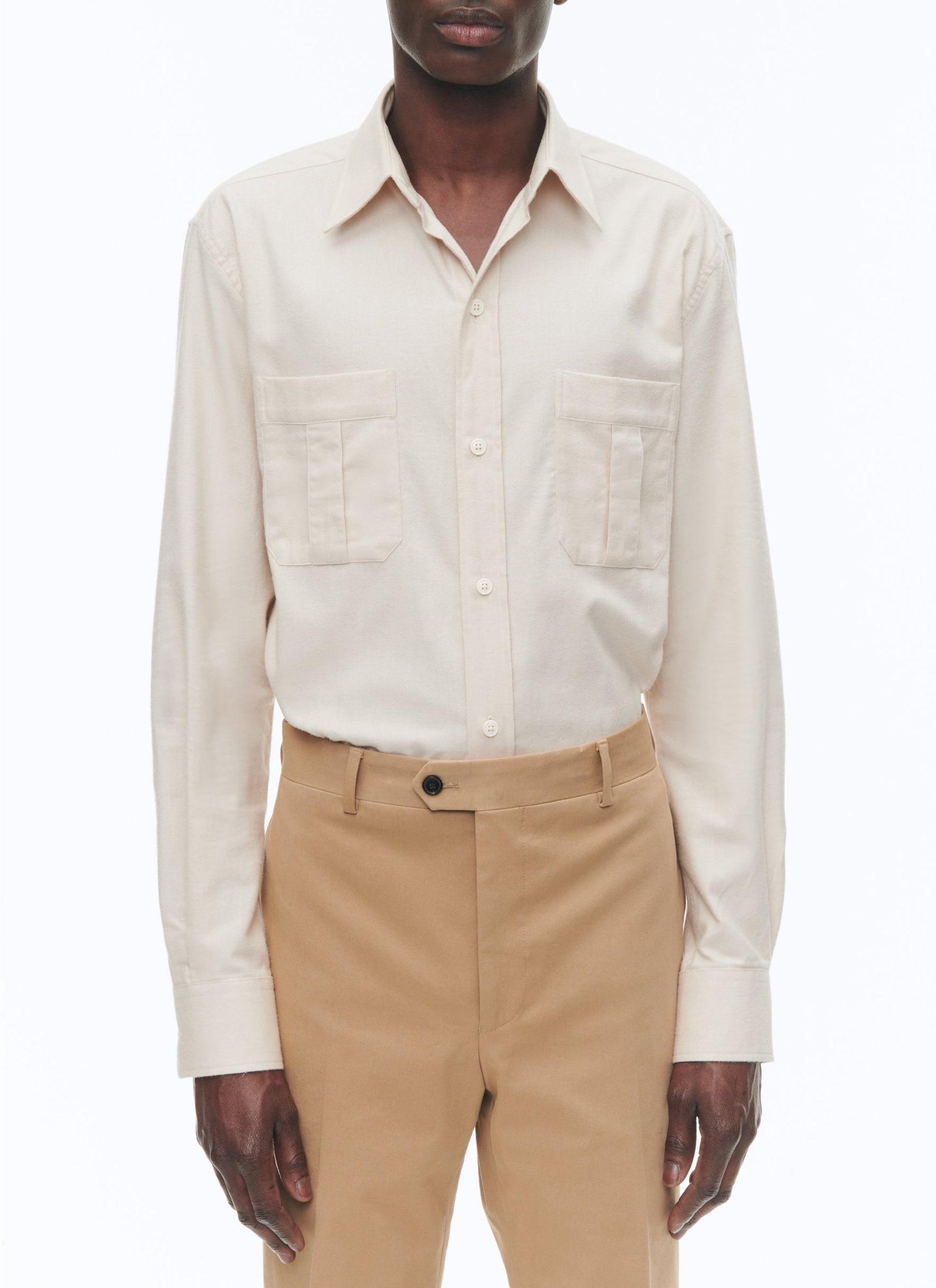 French-collar overshirt - Natural