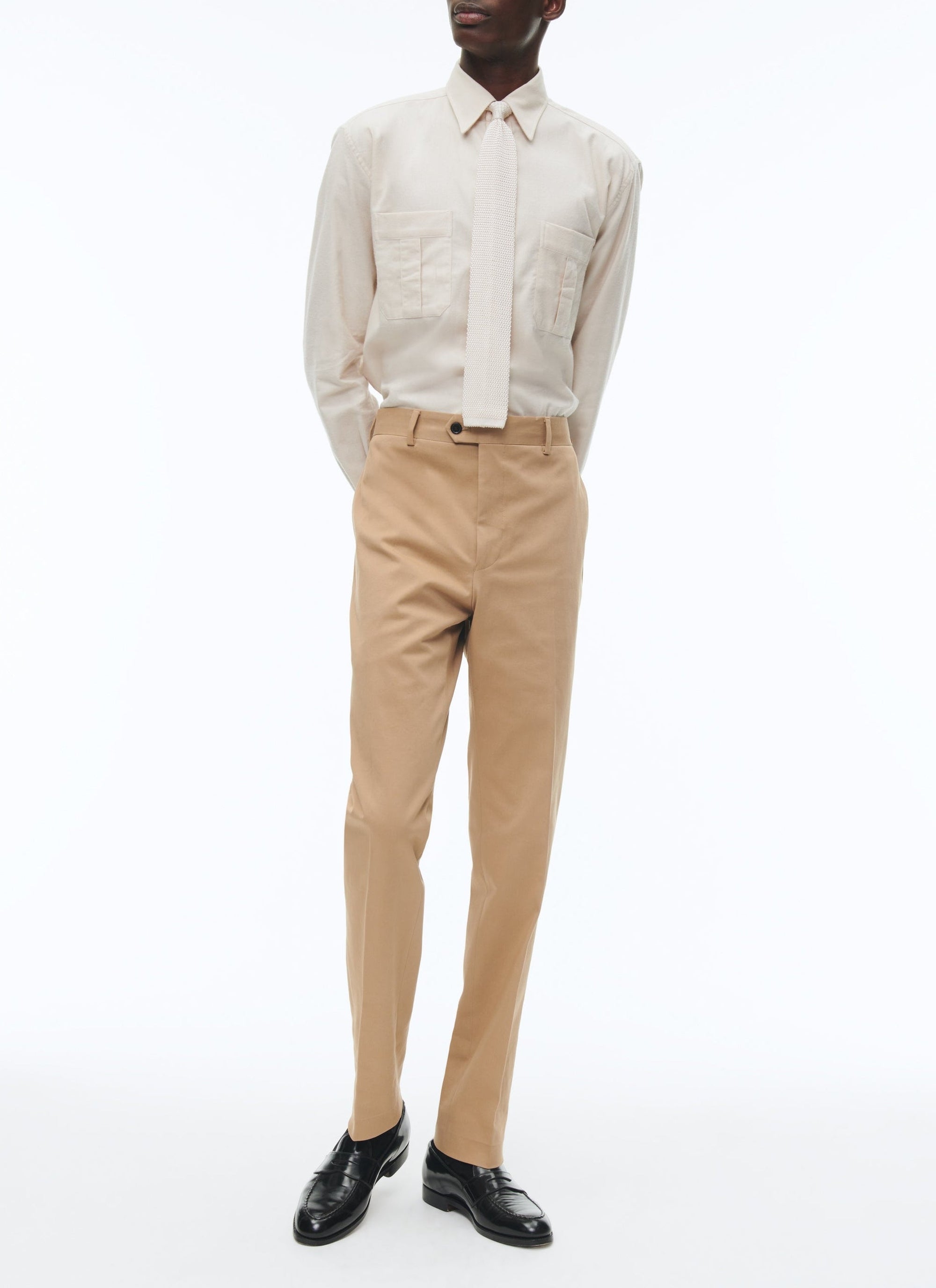 French-collar overshirt - Natural