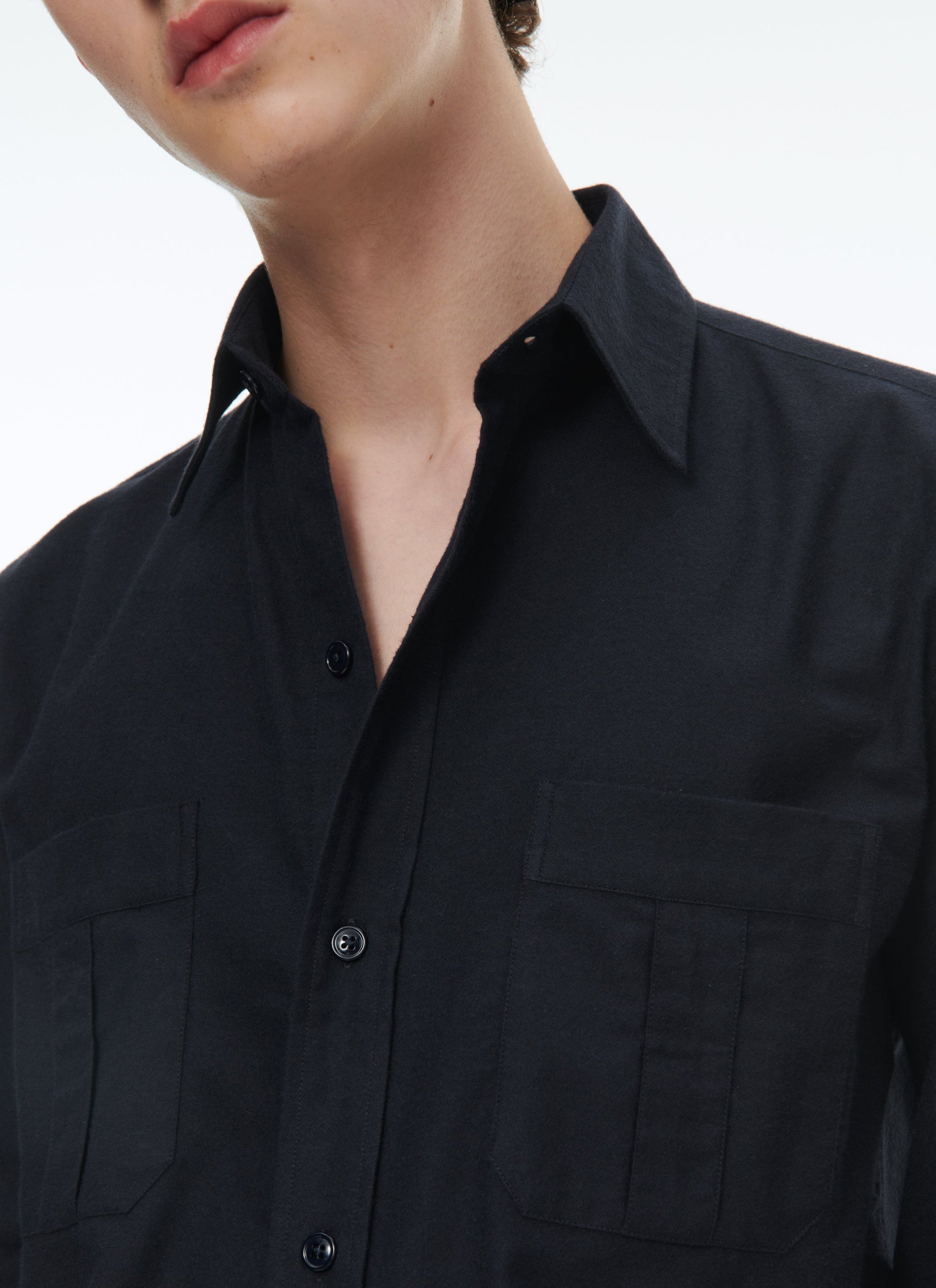 Cotton flannel overshirt - Navy blue