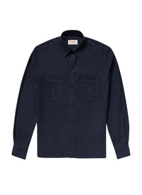 Cotton flannel overshirt - Navy blue