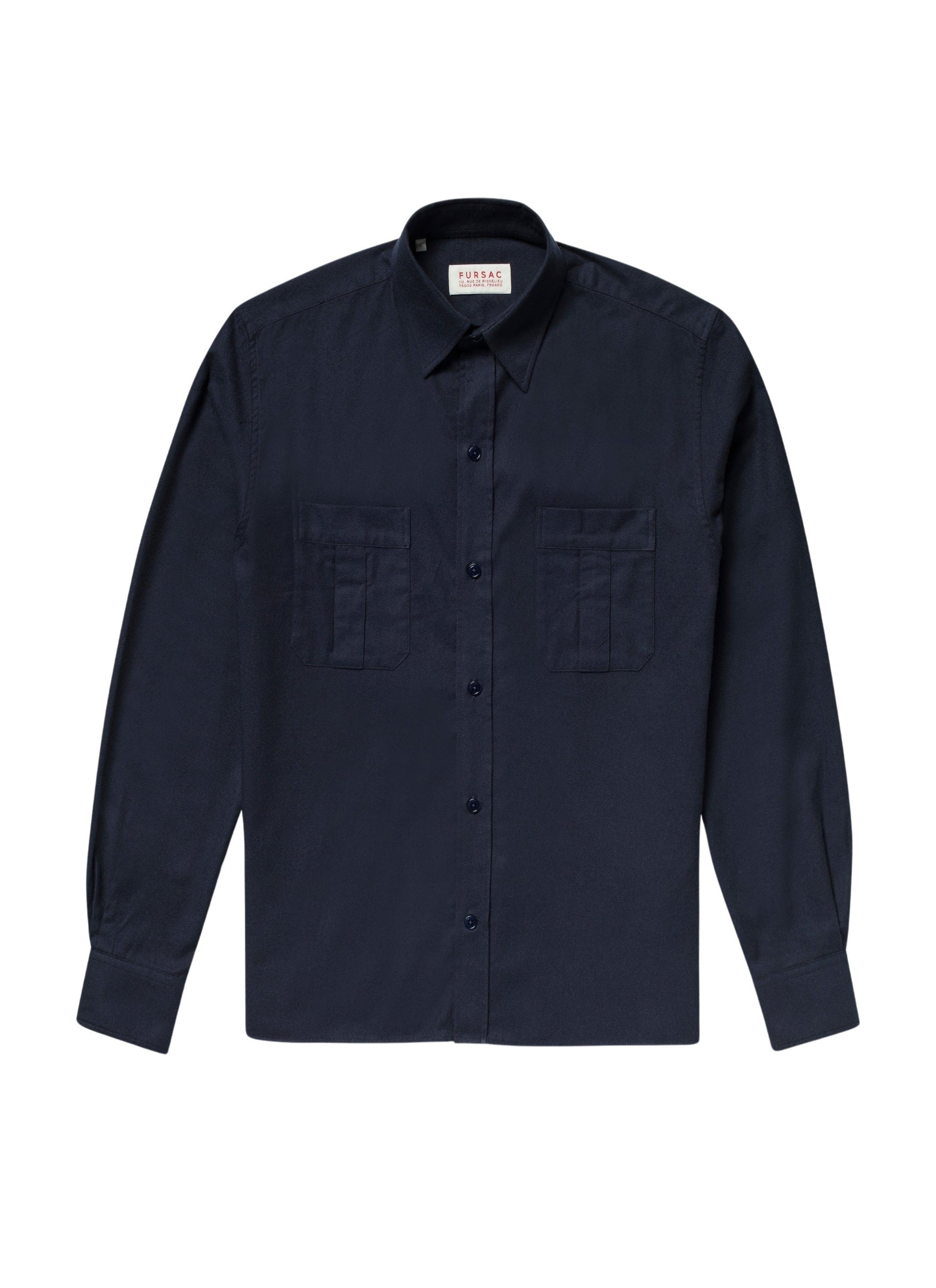 Cotton flannel overshirt - Navy blue