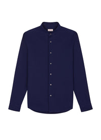 Scratch cotton grandad collar shirt - Navy blue