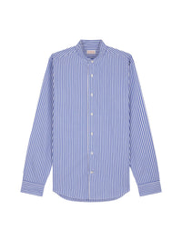 Chemise col à rayures en coton - Bleu de France