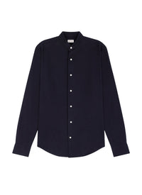 Cotton grandad-collar shirt - Navy