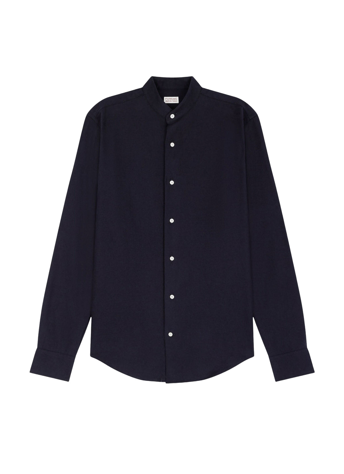 Cotton grandad-collar shirt - Navy