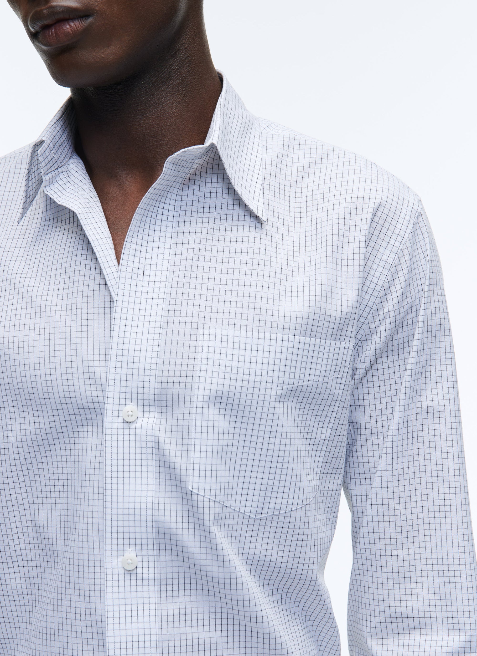 Straight-cut swallow-neck shirt - Ecru White