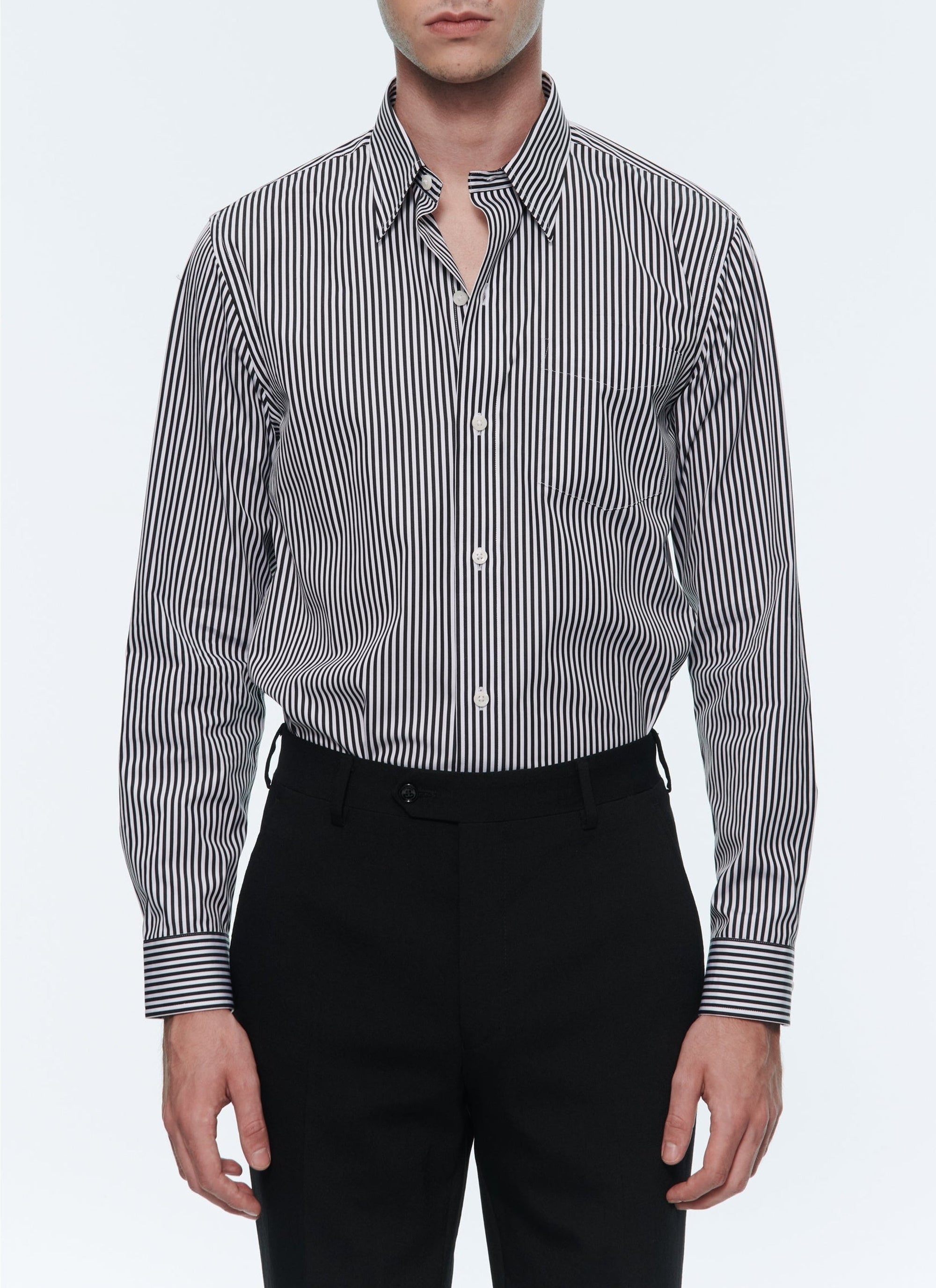 Chemise droite à col hirondelle - Noir