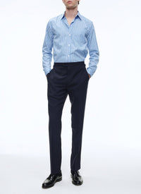 Striped cotton poplin shirt - Sky Blue