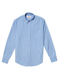 Striped cotton poplin shirt - Sky Blue