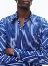 Striped swallow-neck shirt - Royal Blue