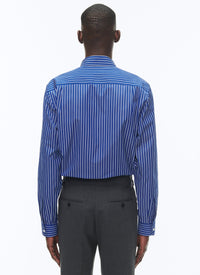 Striped swallow-neck shirt - Royal Blue