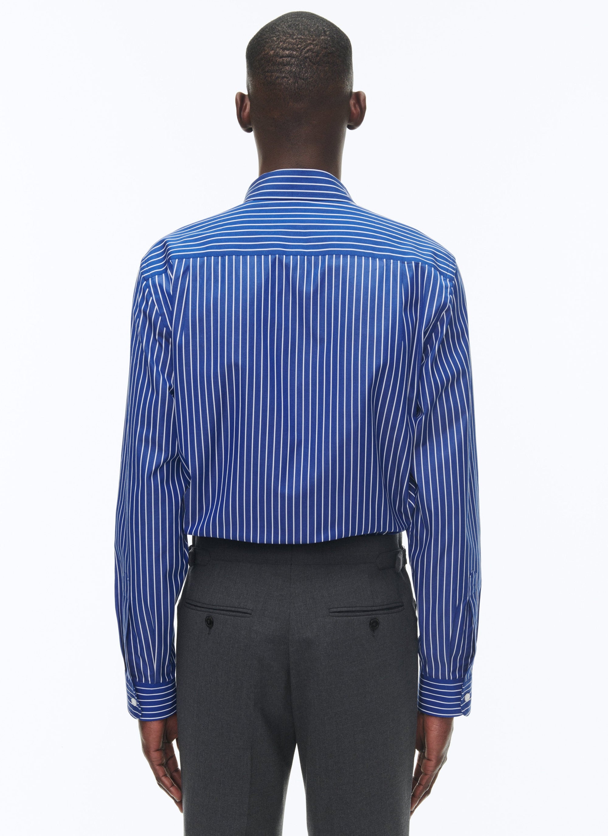 Striped swallow-neck shirt - Royal Blue