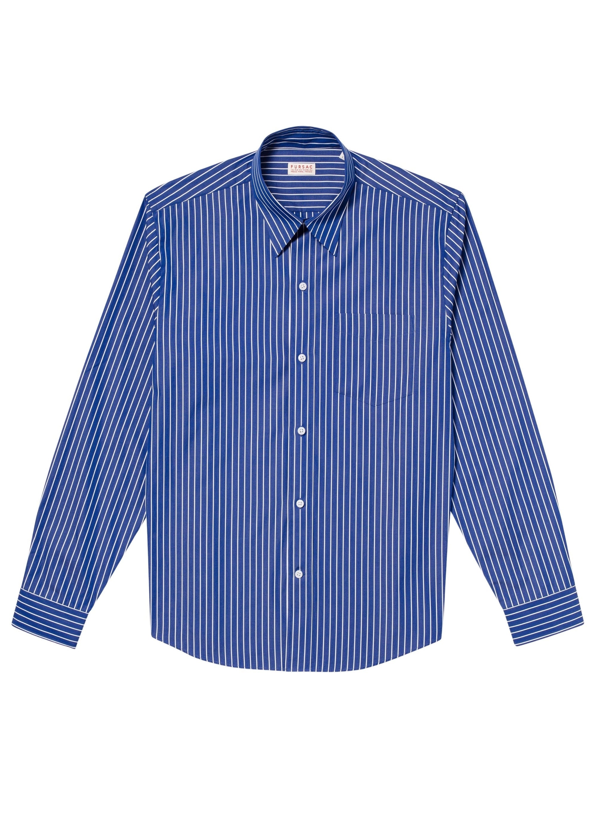Striped swallow-neck shirt - Royal Blue