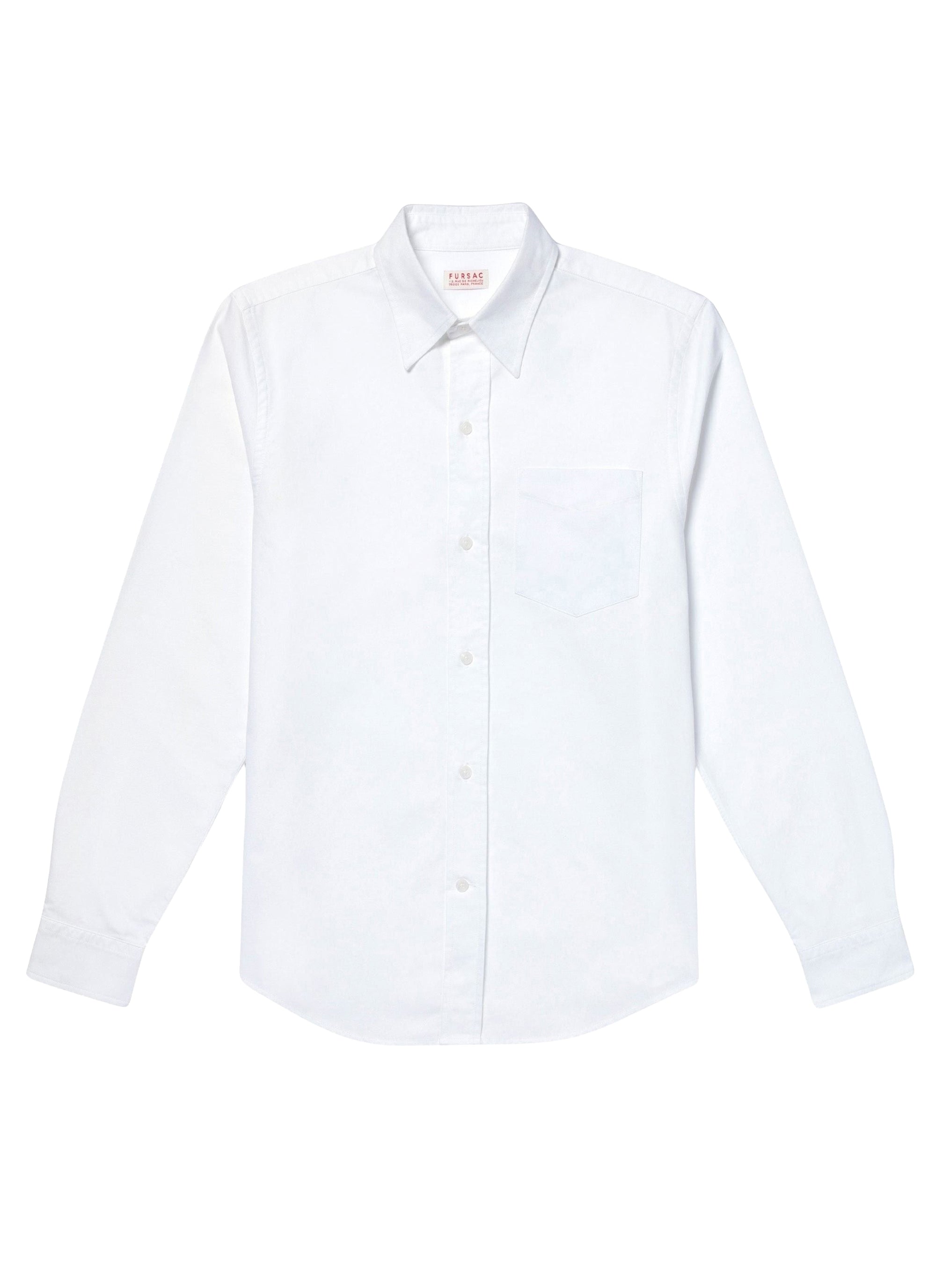 Chemise à col hirondelle en Oxford de coton - Blanc