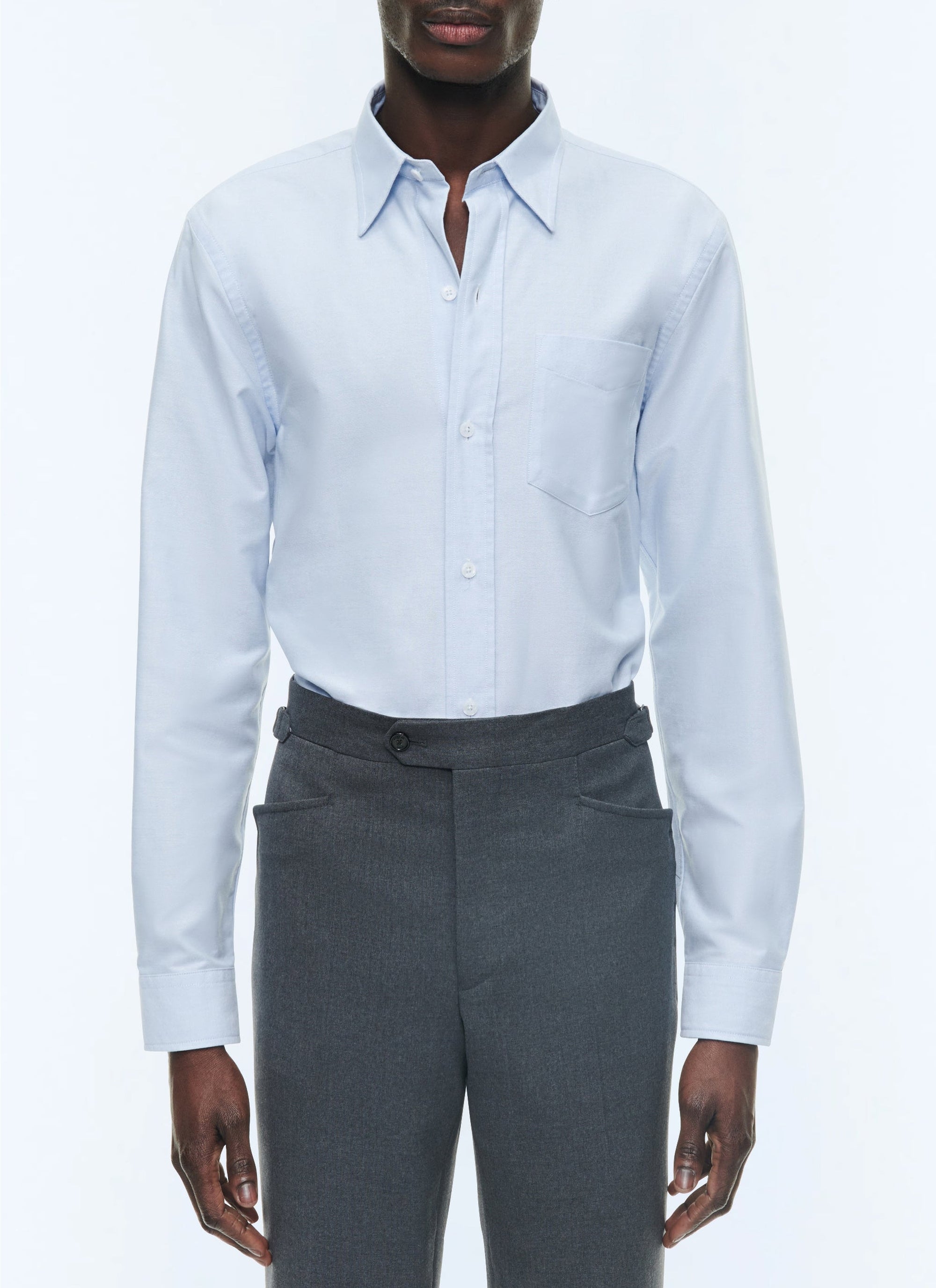 Chemise à col hirondelle en Oxford de coton - Bleu Ciel