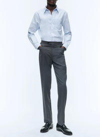 Chemise à col hirondelle en Oxford de coton - Bleu Ciel