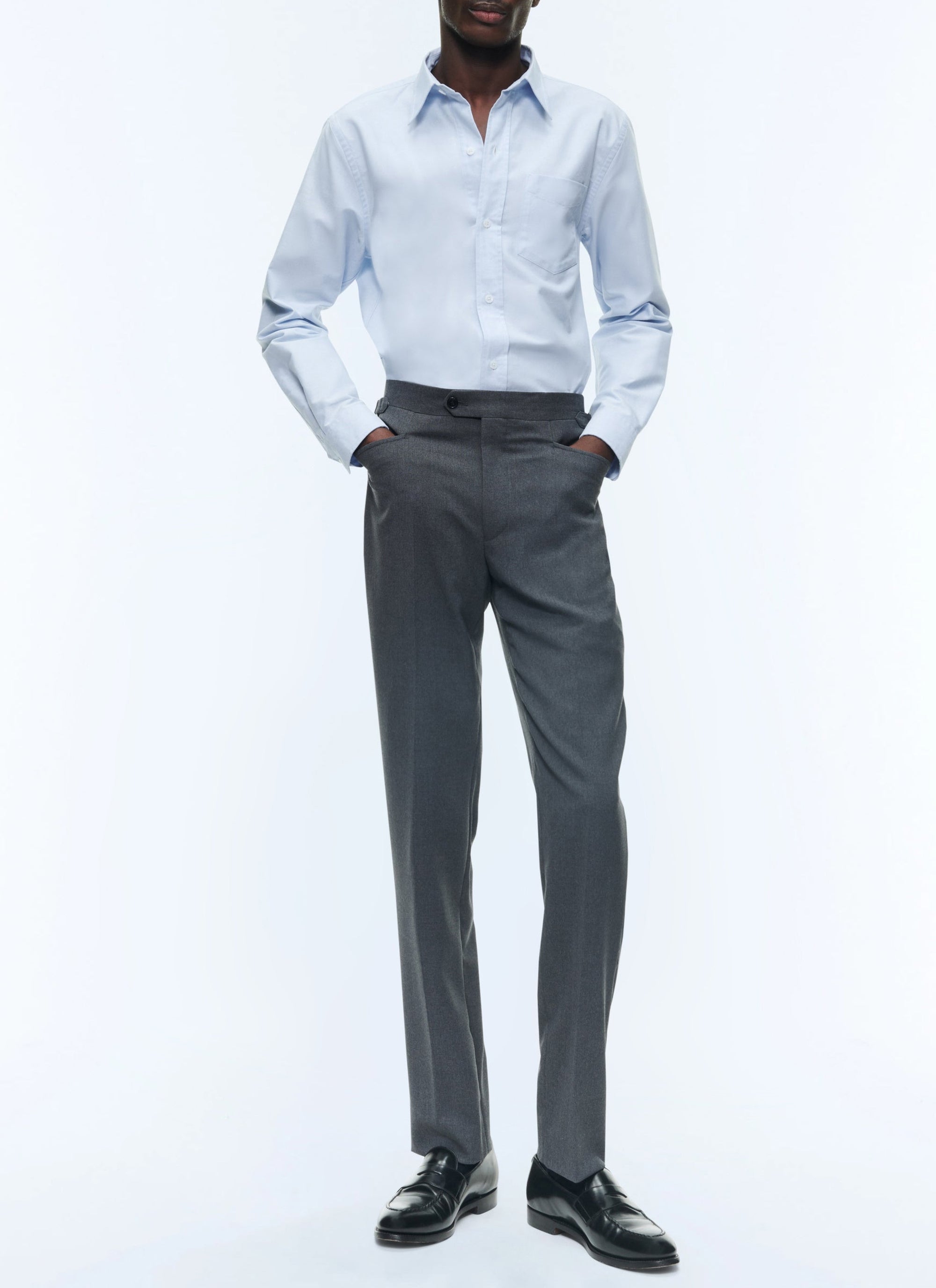 Chemise à col hirondelle en Oxford de coton - Bleu Ciel