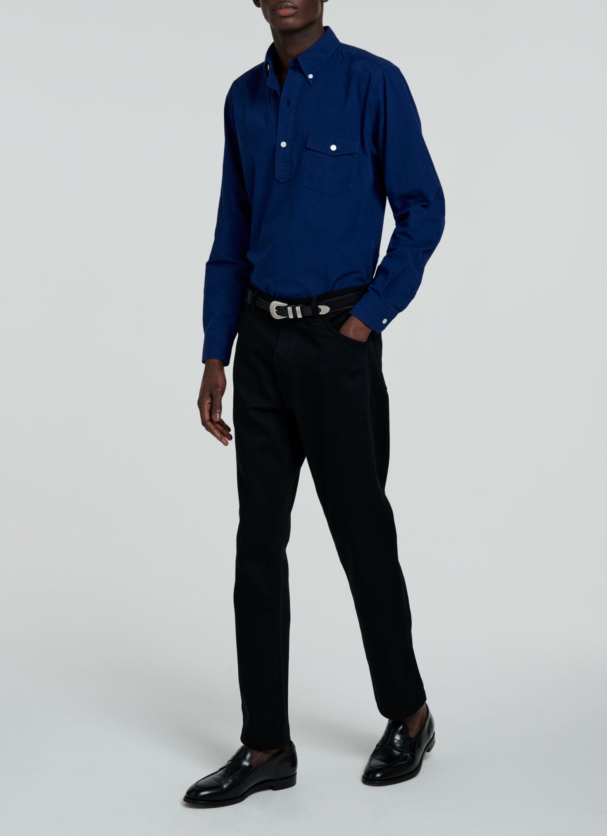 Chemise droite à col américain - Petrole