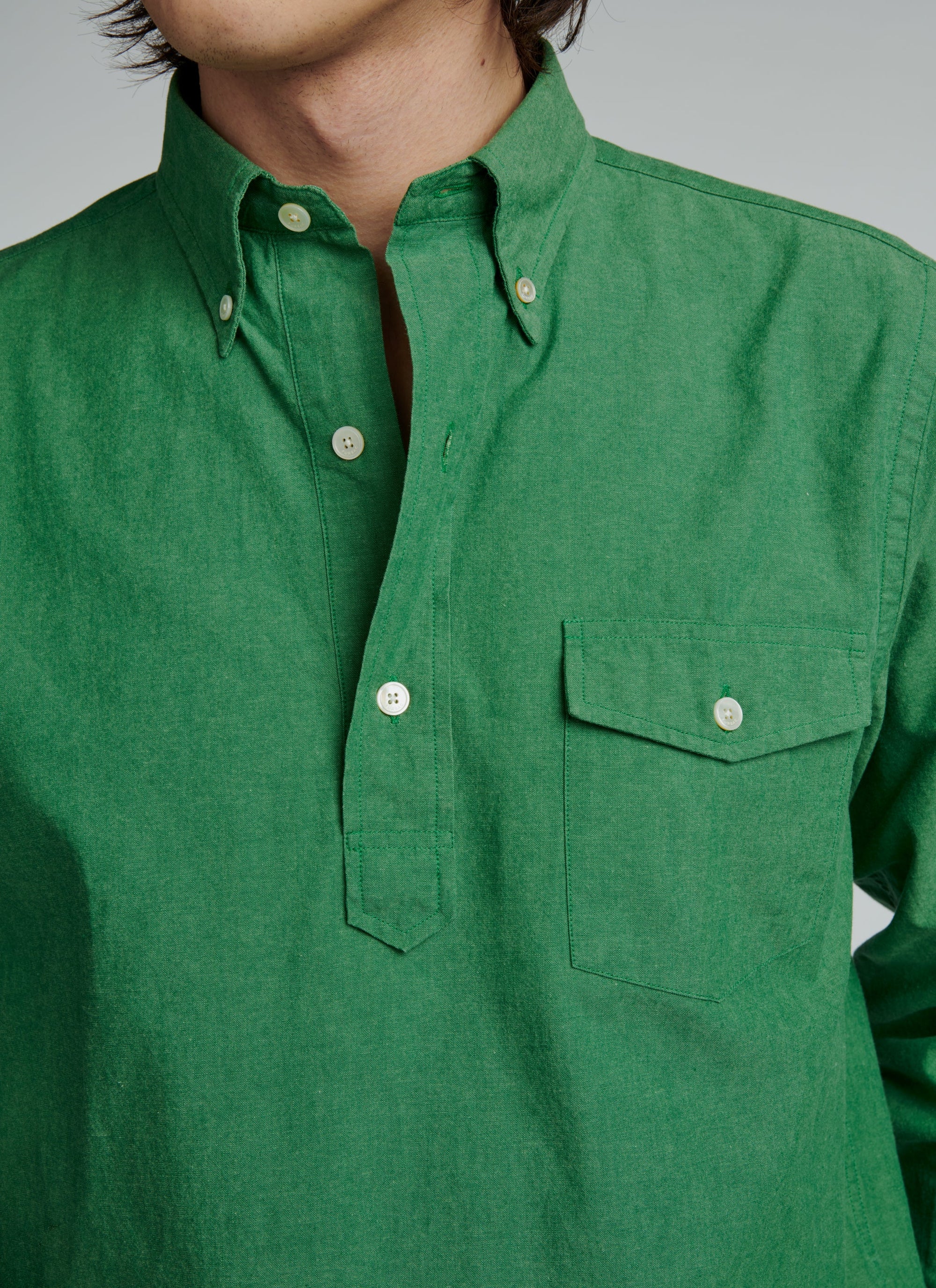 Chemise en chambray de coton - Vert Anglais
