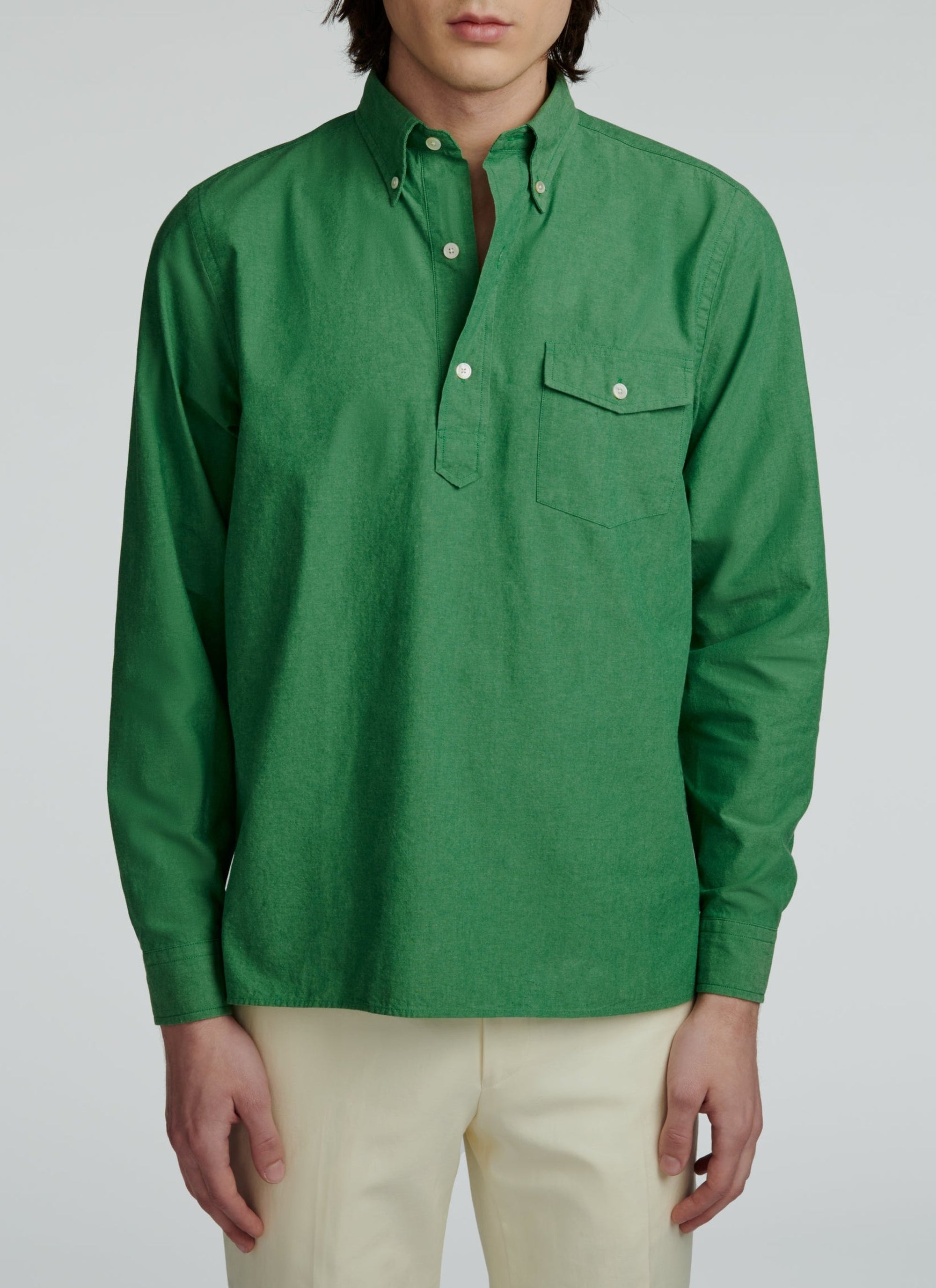 Chemise en chambray de coton - Vert Anglais