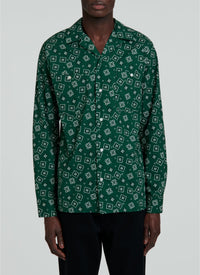 Bandana print shirt in cotton poplin - Bottle Green